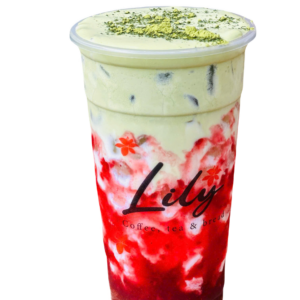 Strawberry Latte with Matcha foam